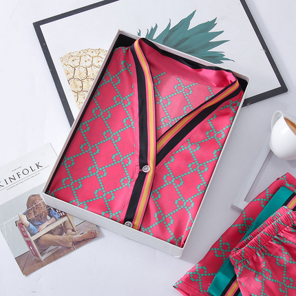 Pijama largo de satén icónico para mujer