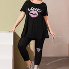 Conjunto deportivo estampado Love para mujer. Talla grande. 