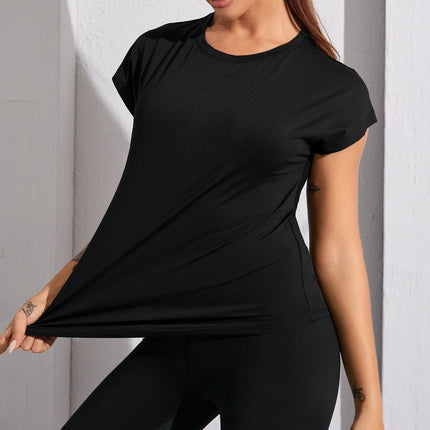Camiseta deportiva para mujer con mangas murciélago y detalle transparente - Sasha 