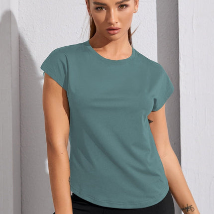 Camiseta deportiva para mujer con mangas murciélago y detalle transparente - Sasha 