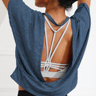 Camiseta deportiva para mujer, sin espalda, manga corta, Solis