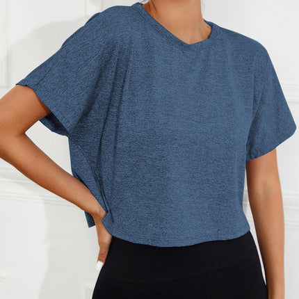 Camiseta deportiva para mujer, sin espalda, manga corta, Solis