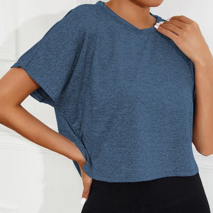 Camiseta deportiva para mujer, sin espalda, manga corta, Solis