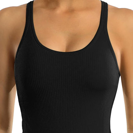 Camiseta deportiva de mujer con escote en U y sujetador - Emily