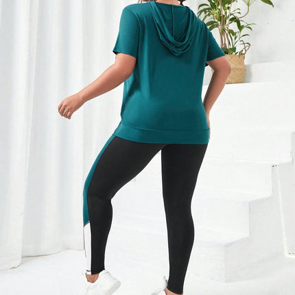 Chándal de mujer con capucha y leggings, marca Alondra. Talla grande.