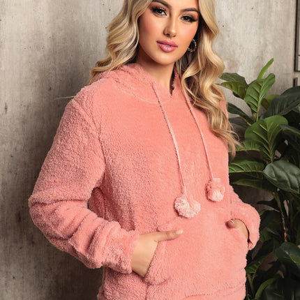 Sudadera con capucha estilo osito de peluche para mujer