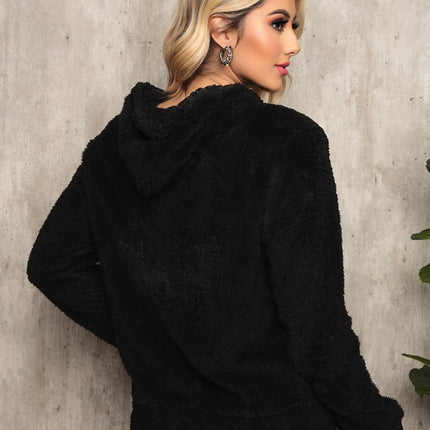 Sudadera con capucha estilo osito de peluche para mujer