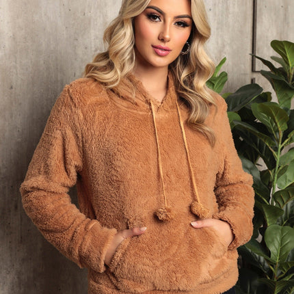 Sudadera con capucha estilo osito de peluche para mujer
