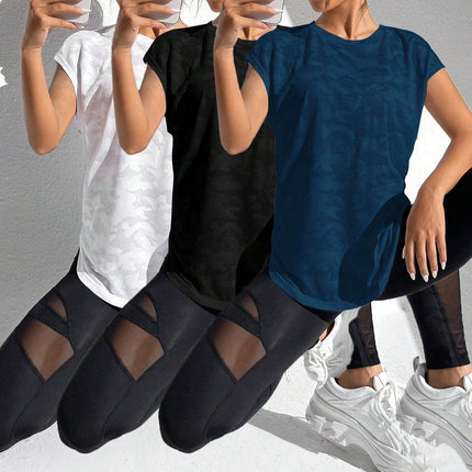 Kit de 3 Camisetas Deportivas de Manga Corta para Mujer Milán 