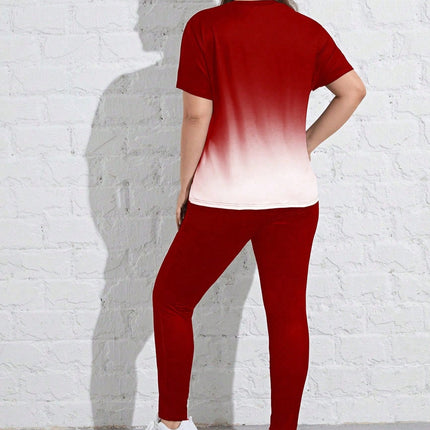 Conjunto deportivo para mujer con mangas cortas y cuello redondo, talla queen. Talla extra.