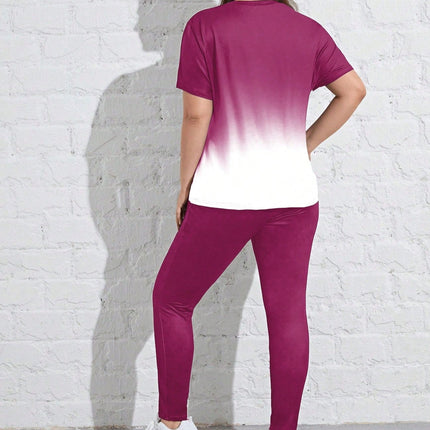 Conjunto deportivo para mujer con mangas cortas y cuello redondo, talla queen. Talla extra.