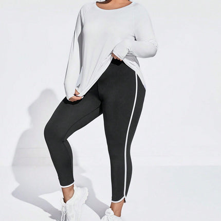 Conjunto deportivo para mujer: camiseta de cuello redondo y leggings, marca Gales. Talla grande. 