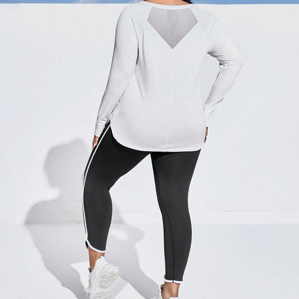 Conjunto deportivo para mujer: camiseta de cuello redondo y leggings, marca Gales. Talla grande. 