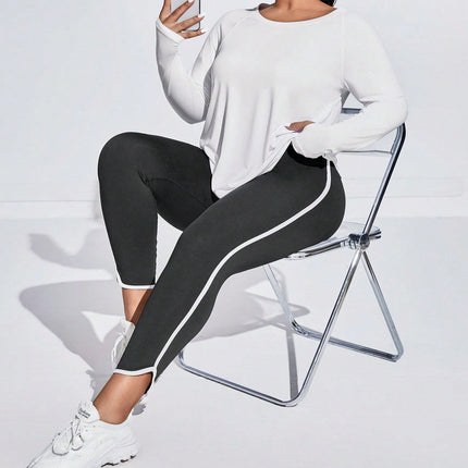 Conjunto deportivo para mujer: camiseta de cuello redondo y leggings, marca Gales. Talla grande. 