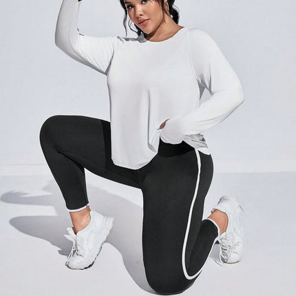 Conjunto deportivo para mujer: camiseta de cuello redondo y leggings, marca Gales. Talla grande. 