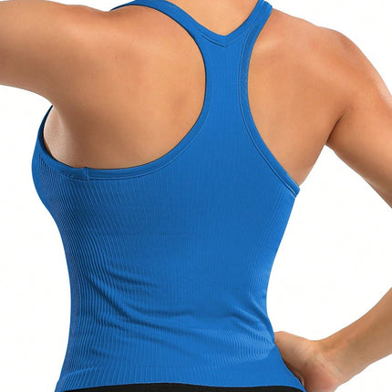 Camiseta deportiva de mujer con escote en U y sujetador - Emily