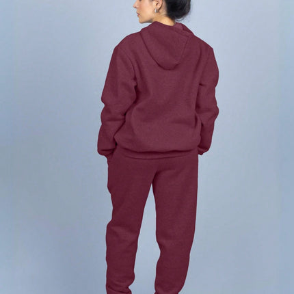 Conjunto de sudadera con capucha de franela lisa