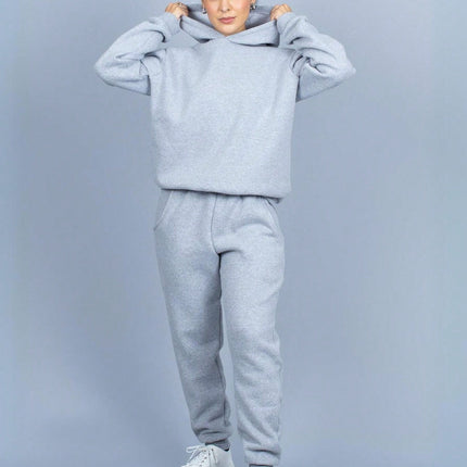 Conjunto de sudadera con capucha de franela lisa