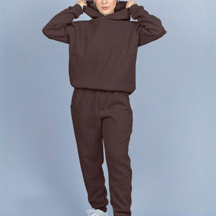 Conjunto de sudadera con capucha de franela lisa