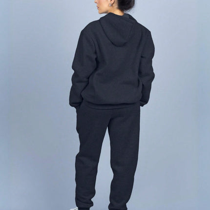 Conjunto de sudadera con capucha de franela lisa