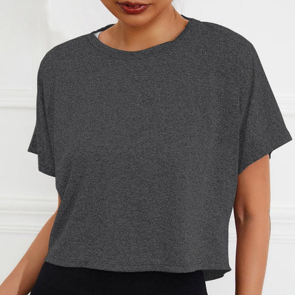 Camiseta deportiva para mujer, sin espalda, manga corta, Solis