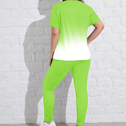 Conjunto deportivo para mujer con mangas cortas y cuello redondo, talla queen. Talla extra.