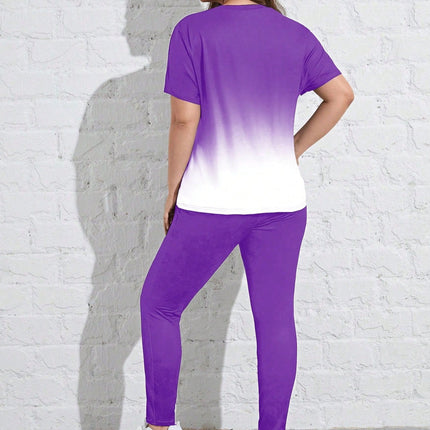 Conjunto deportivo para mujer con mangas cortas y cuello redondo, talla queen. Talla extra.