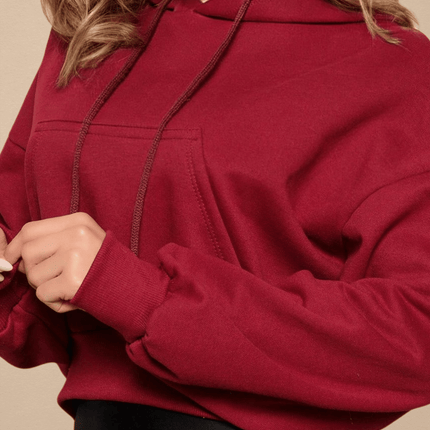 Sudadera corta con capucha de polar