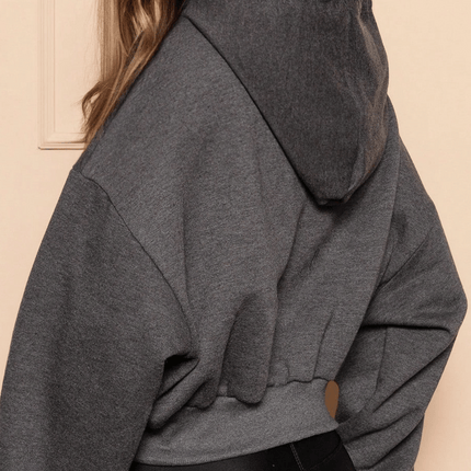 Sudadera corta con capucha de polar