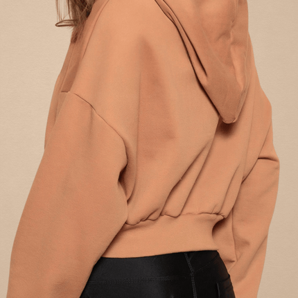 Sudadera corta con capucha de polar