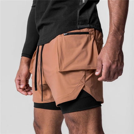 Pantalones cortos de entrenamiento 2 en 1 para hombre para deportistas