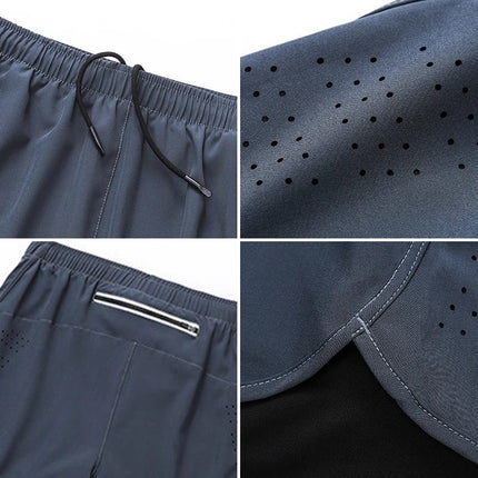 Pantalones cortos de compresión 2 en 1 para hombre para correr