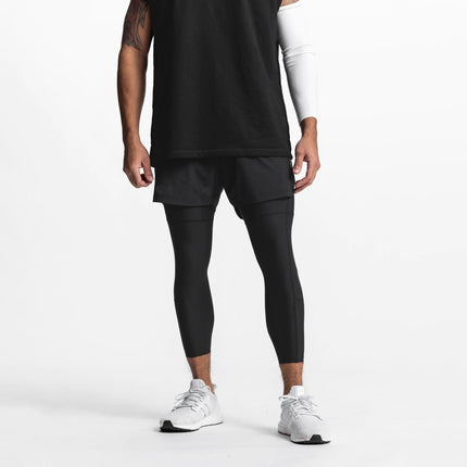 Pantalones cortos deportivos para hombre con leggings para entrenar