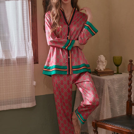 Pijama largo de satén icónico para mujer