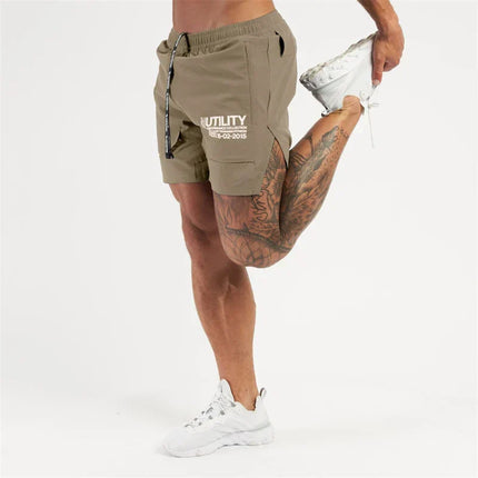 Pantalones cortos deportivos Dry Fit con cremallera para hombre