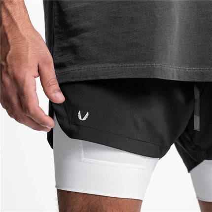 Pantalones cortos deportivos 2 en 1 para hombre para el gimnasio - Atleta