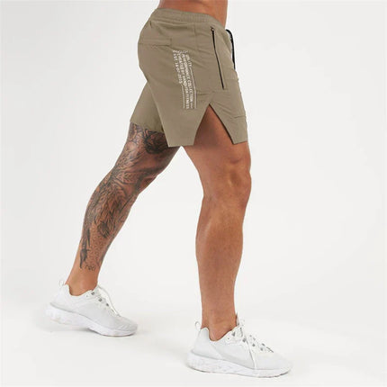 Pantalones cortos deportivos Dry Fit con cremallera para hombre