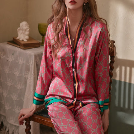 Pijama largo de satén icónico para mujer