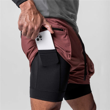 Pantalones cortos de entrenamiento 2 en 1 para hombre para deportistas