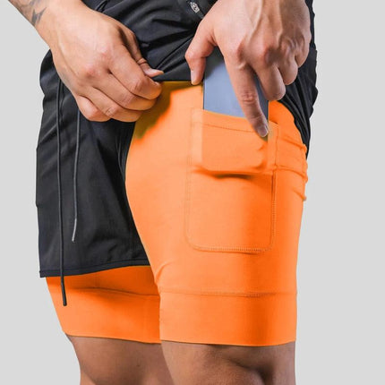 Pantalones cortos deportivos 2 en 1 elegantes para hombre para el gimnasio