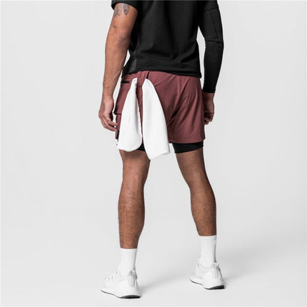 Pantalones cortos de entrenamiento 2 en 1 para hombre para deportistas