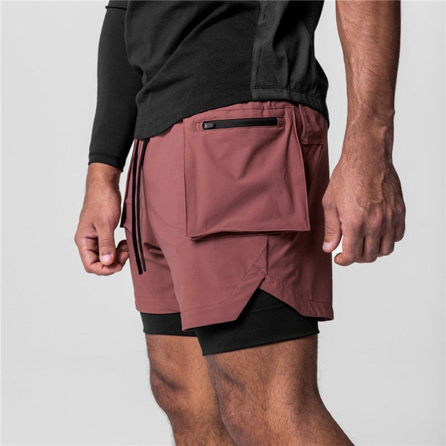 Pantalones cortos de entrenamiento 2 en 1 para hombre para deportistas