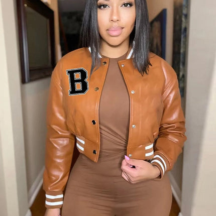 Chaqueta de piel sintética para mujer Key B