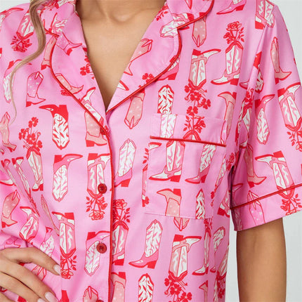 Pijama corto estilo americano campestre para mujer
