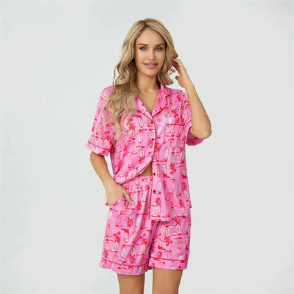 Pijama corto estilo americano campestre para mujer