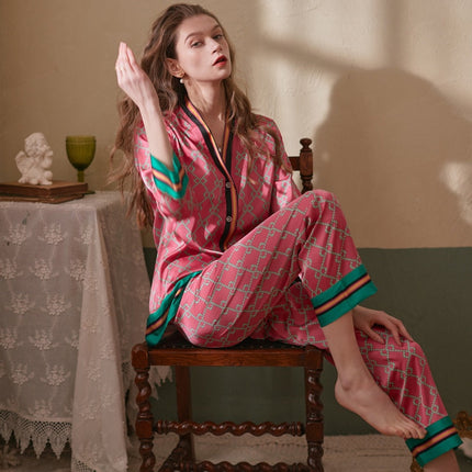 Pijama largo de satén icónico para mujer
