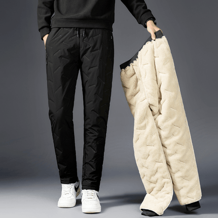 Pantalones impermeables para hombre con forro de felpa 
