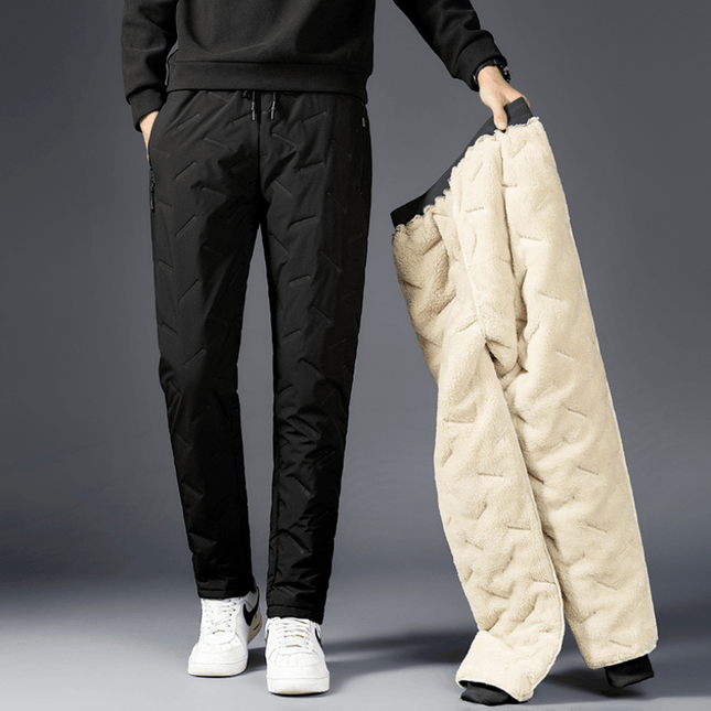 Pantalones impermeables para hombre con forro de felpa 