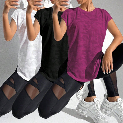 Kit de 3 Camisetas Deportivas de Manga Corta para Mujer Milán 