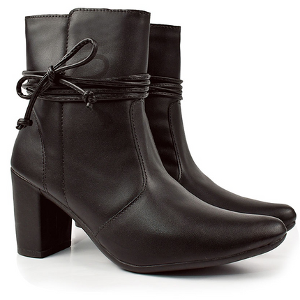 Botín de mujer con punta puntiaguda, tacón de moda, diseño cómodo con cordones.